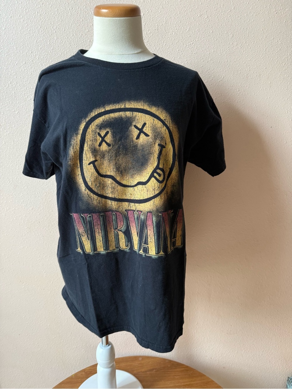 NIRVANA Black Interior Tag Tee with Faint Logo